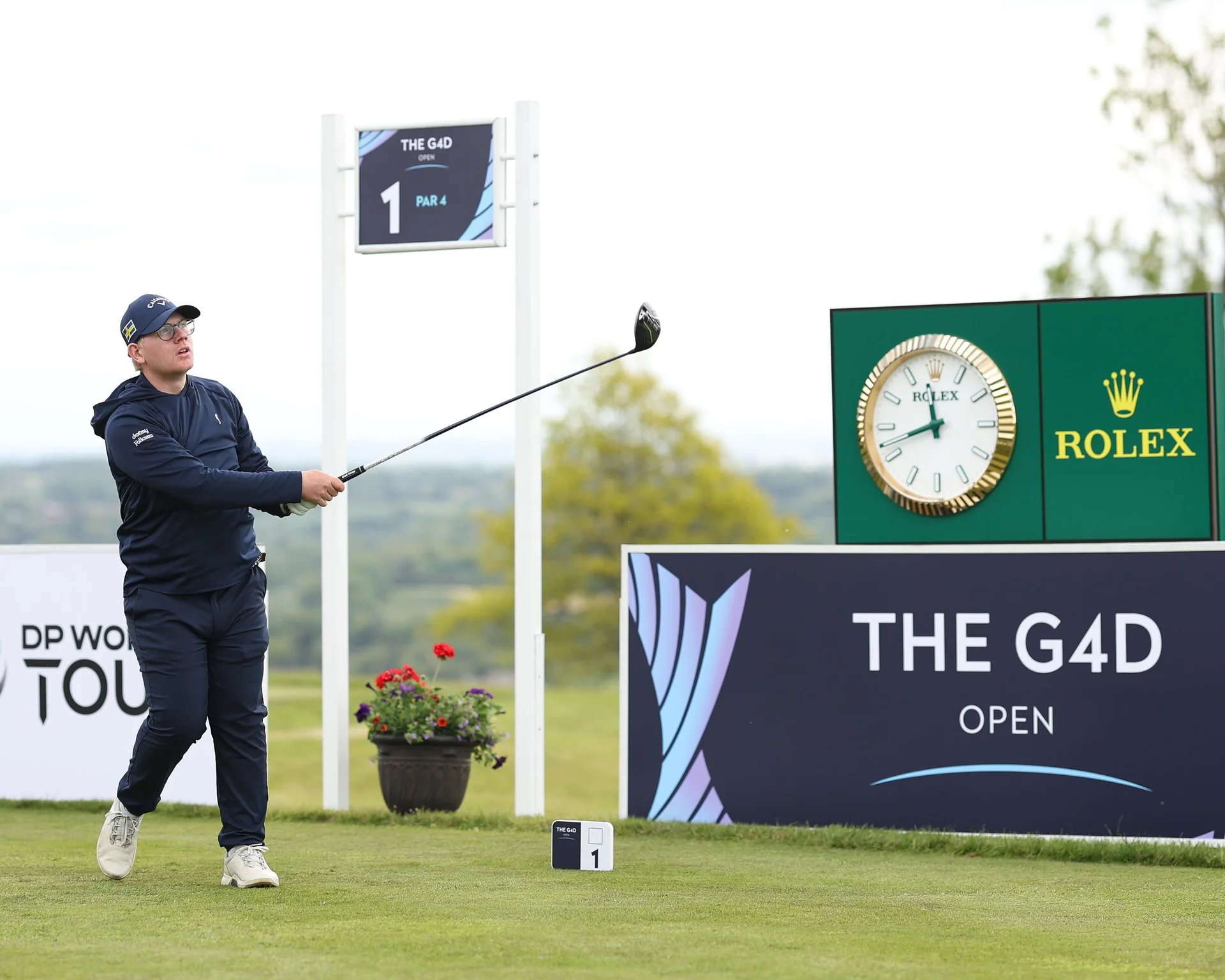 Felix Norrman of Sweden tees off the first tee during Day Two of The G4D Open at Celtic Manor Resort.