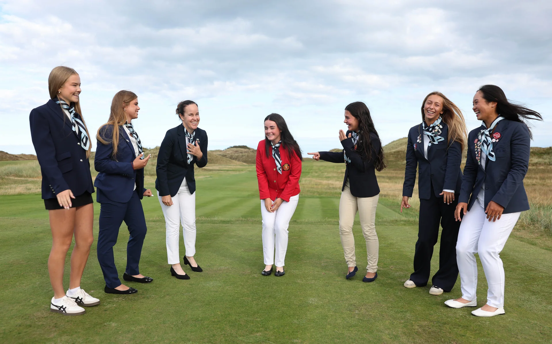 The Continent of Europe team share a joke before the opening ceremony prior to the Junior Vagliano Trophy.